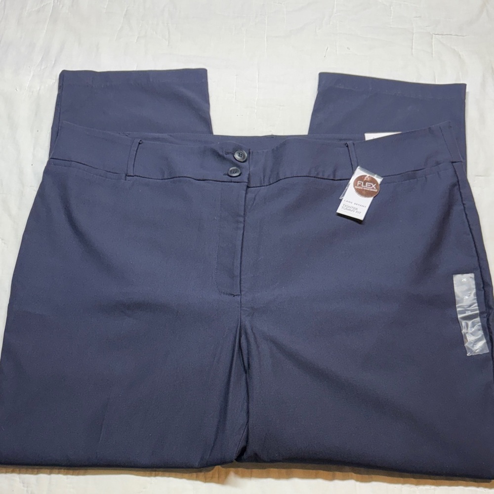 NWT Lane Bryant Navy High-Rise Straight Tighter Tummy Fit Trousers Size 26